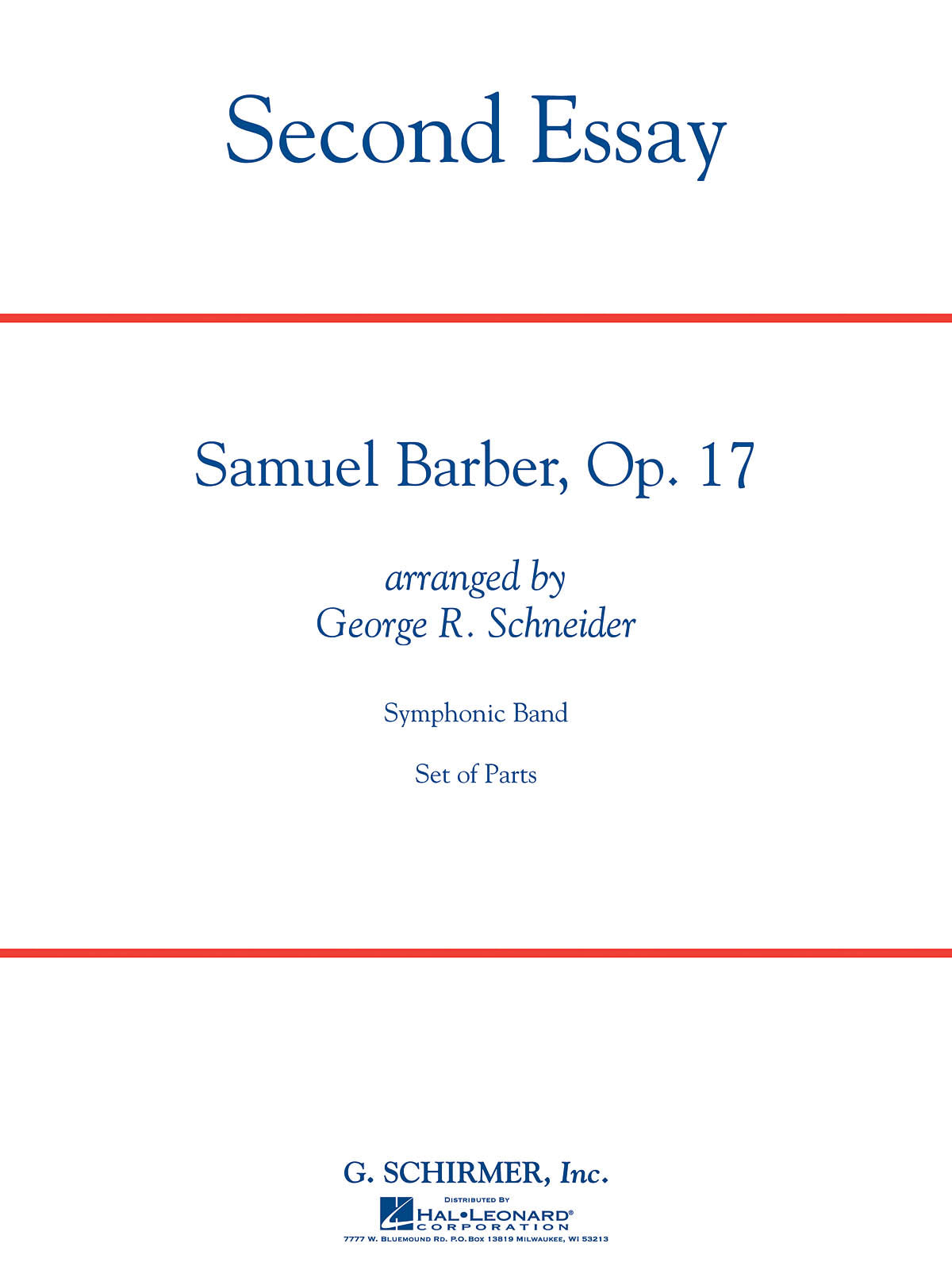 Barber: Second Essay (US Set (partituur + partijen - zonder Europese partijen)Partituur)