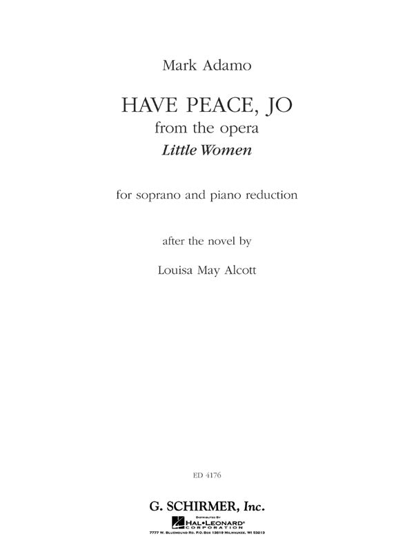 Adamo: Have Peace, Jo (from the Opera Little Women)