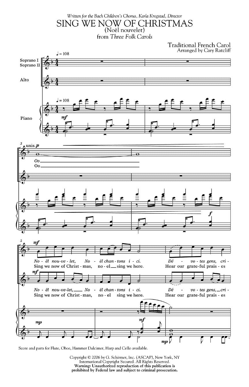 Sing We Now of Christmas (No?l Nouvelet)