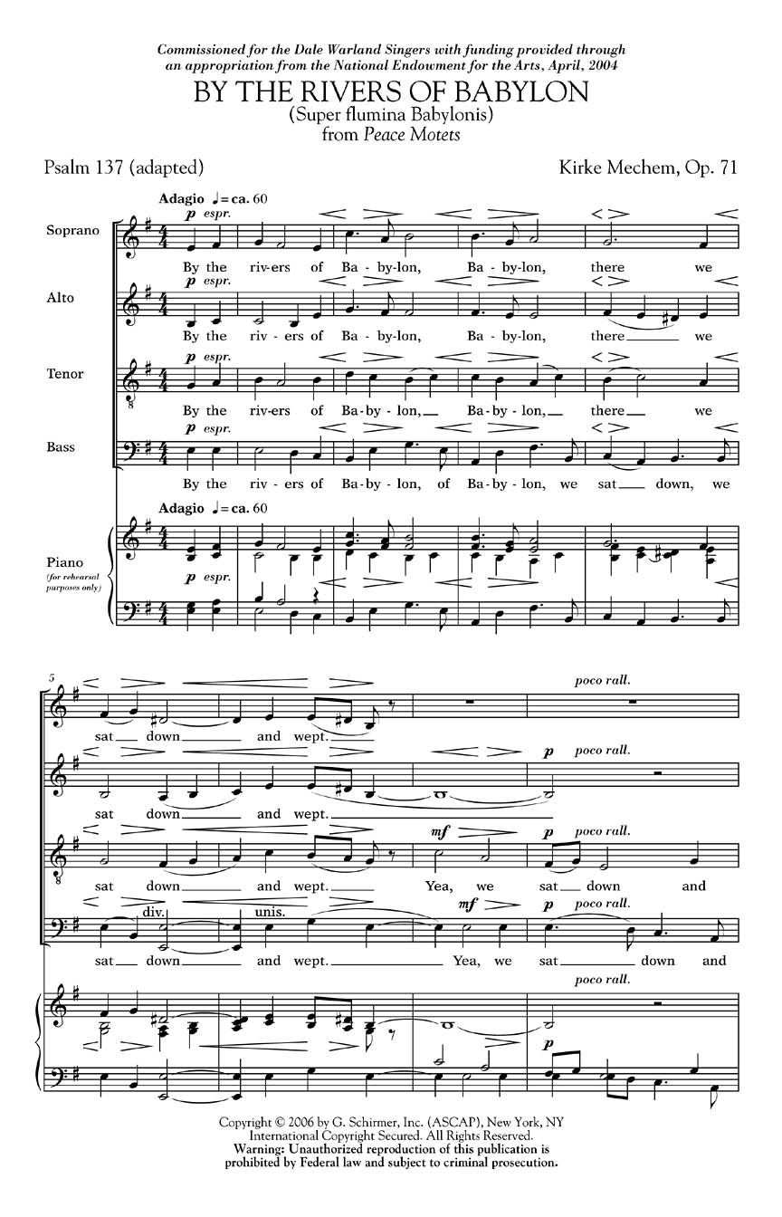 Mechem: By the Rivers of Babylon (from Peace Motets)