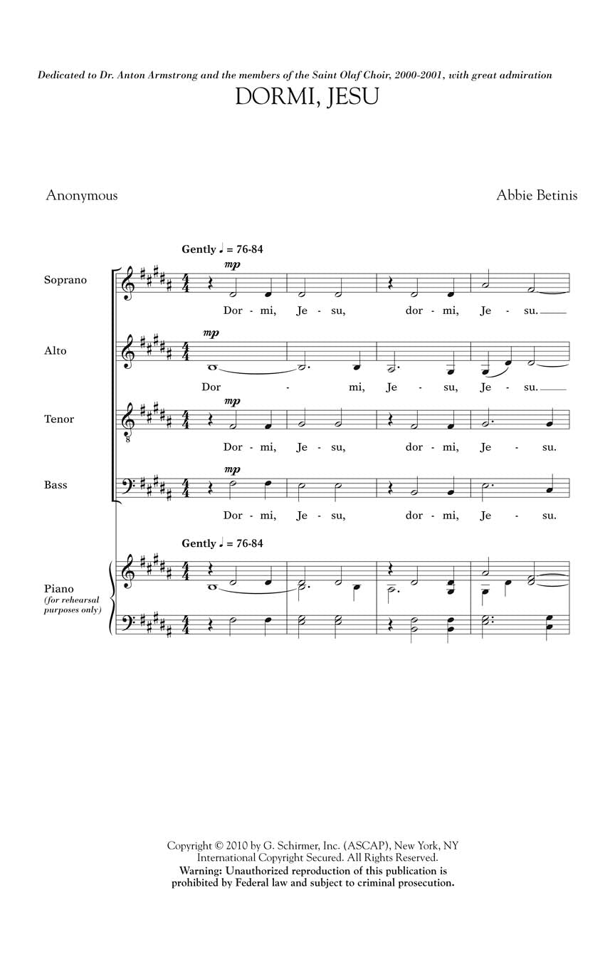 Betinis: Dormi, Jesu