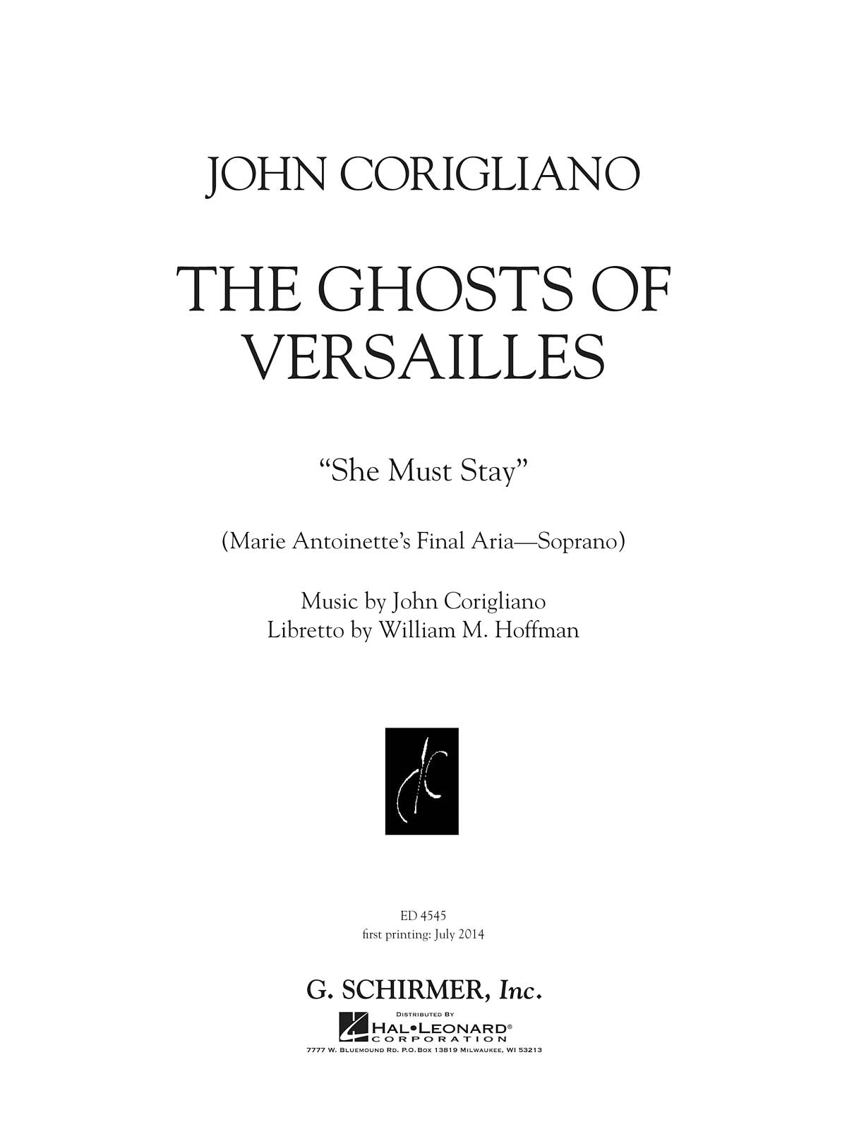 Corigliano: She Must Stay