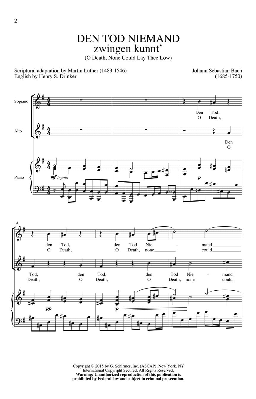 Bach: Den Tod Niemand zwingen kunnt'