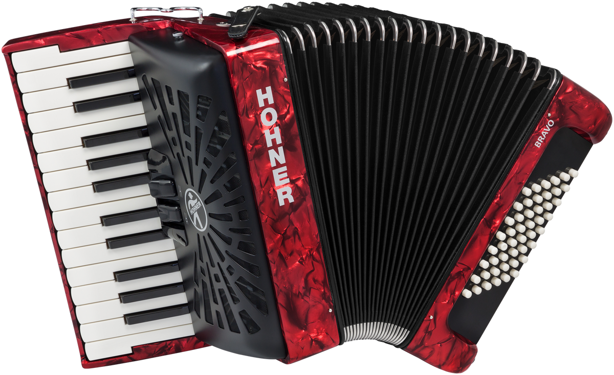 Hohner HOA16532 Accordeon, Bravo II 48, Rood, Silent Key