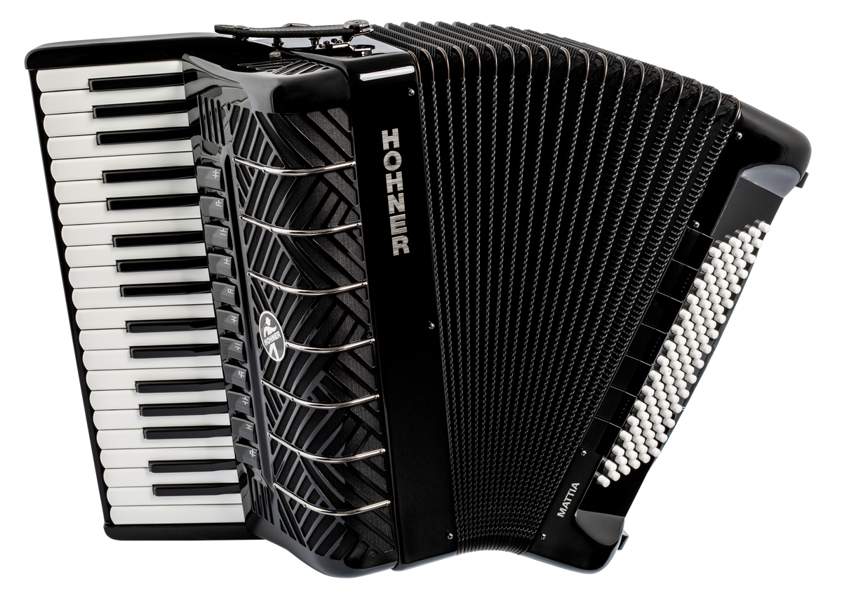 Hohner HOA17121 Accordeon, Mattia IV 96, Zwart/Gun Black, Cassotto, toetsen wit