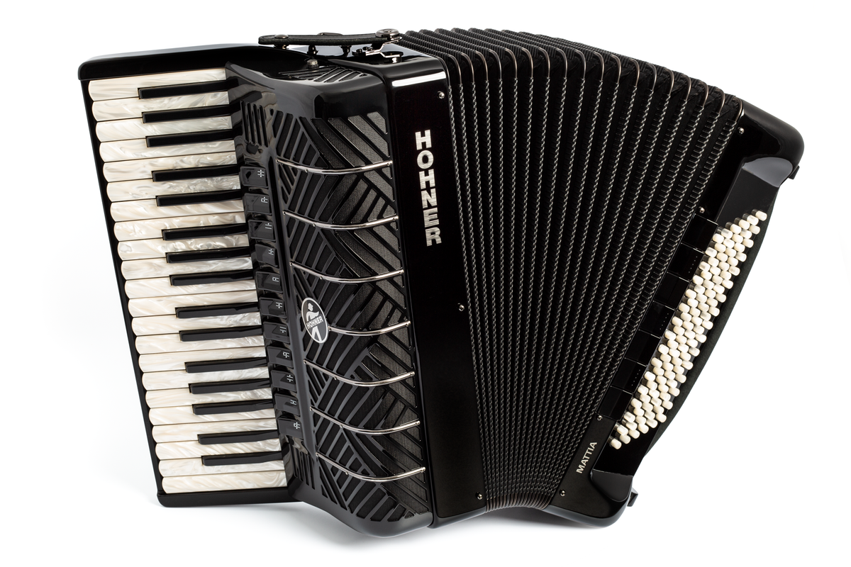 Hohner HOA17221 Accordeon, Mattia IV 96, Zwart/Gun Black, Cassotto, toetsen perloid