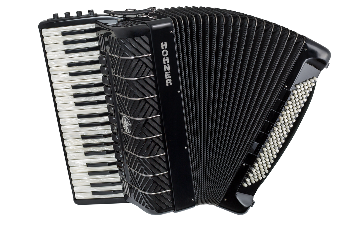 Hohner HOA17421 Accordeon, Mattia IV 120, Zwart/Gun Black, Cassotto, toetsen perloid