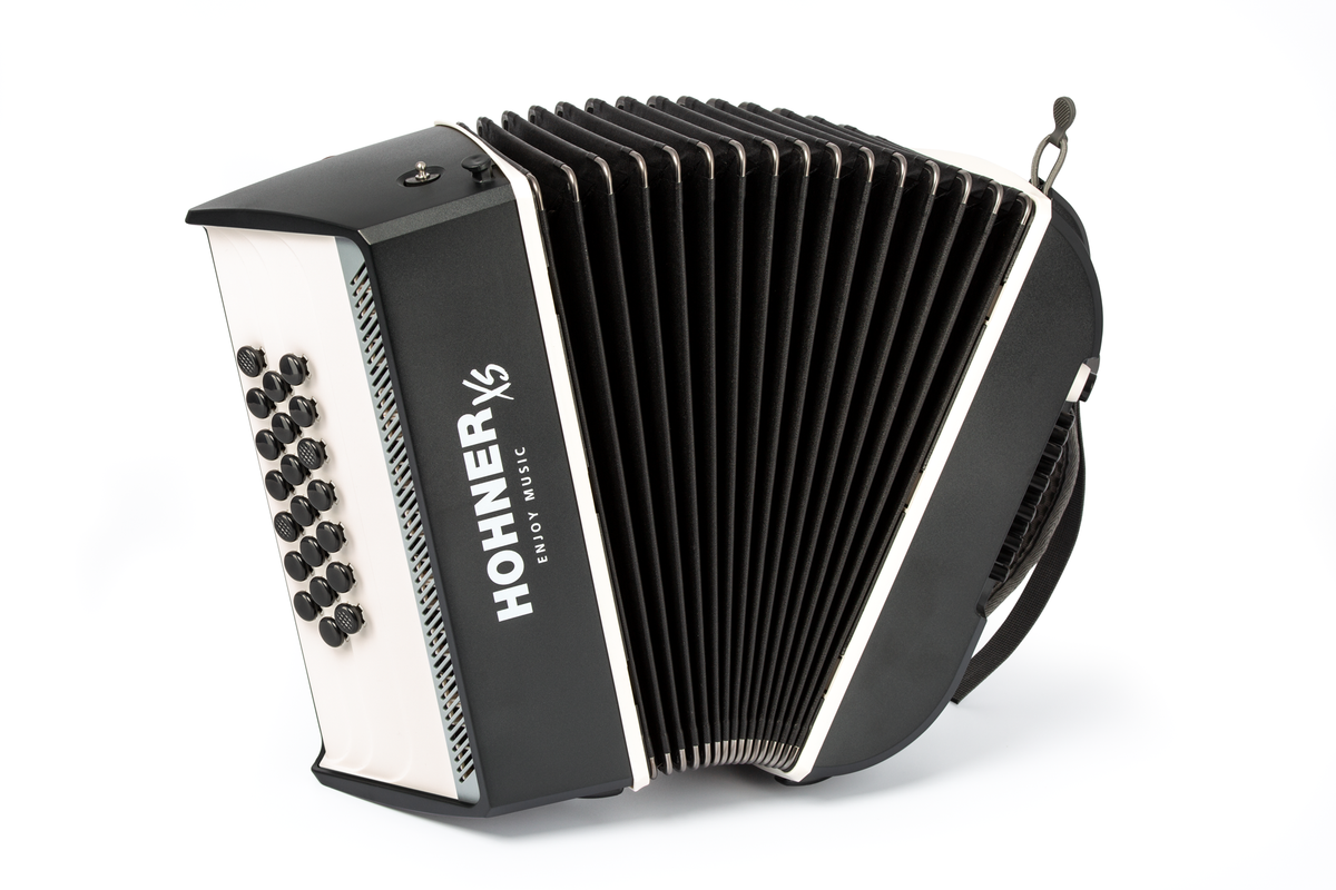 Hohner HOA2931 Accordeon, XS, Grijs-Wit, Knoppenmodel, Volwassenen-Draagriem