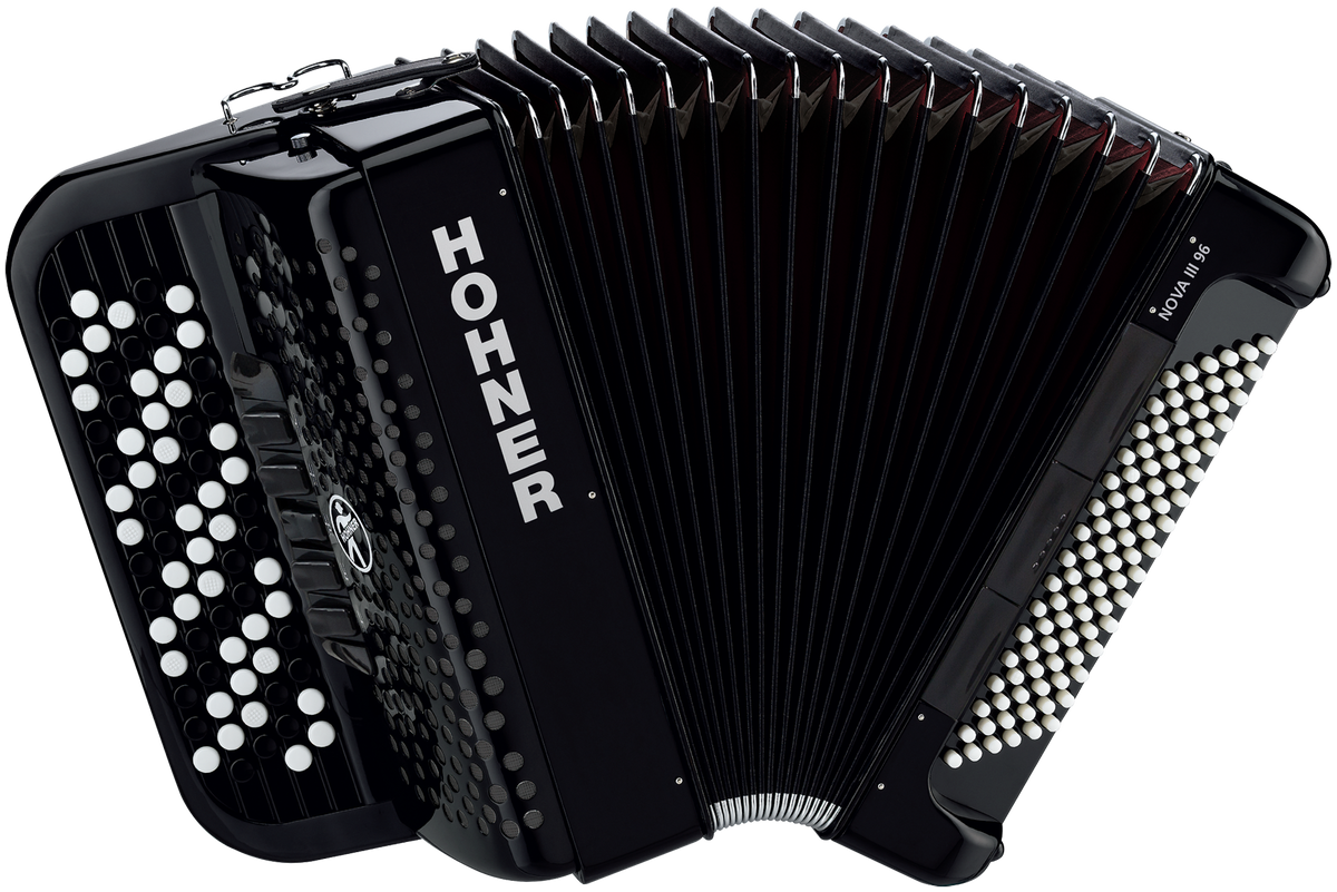 Hohner HOA4272 Accordeon, Nova III 96, Zwart, B-Griff
