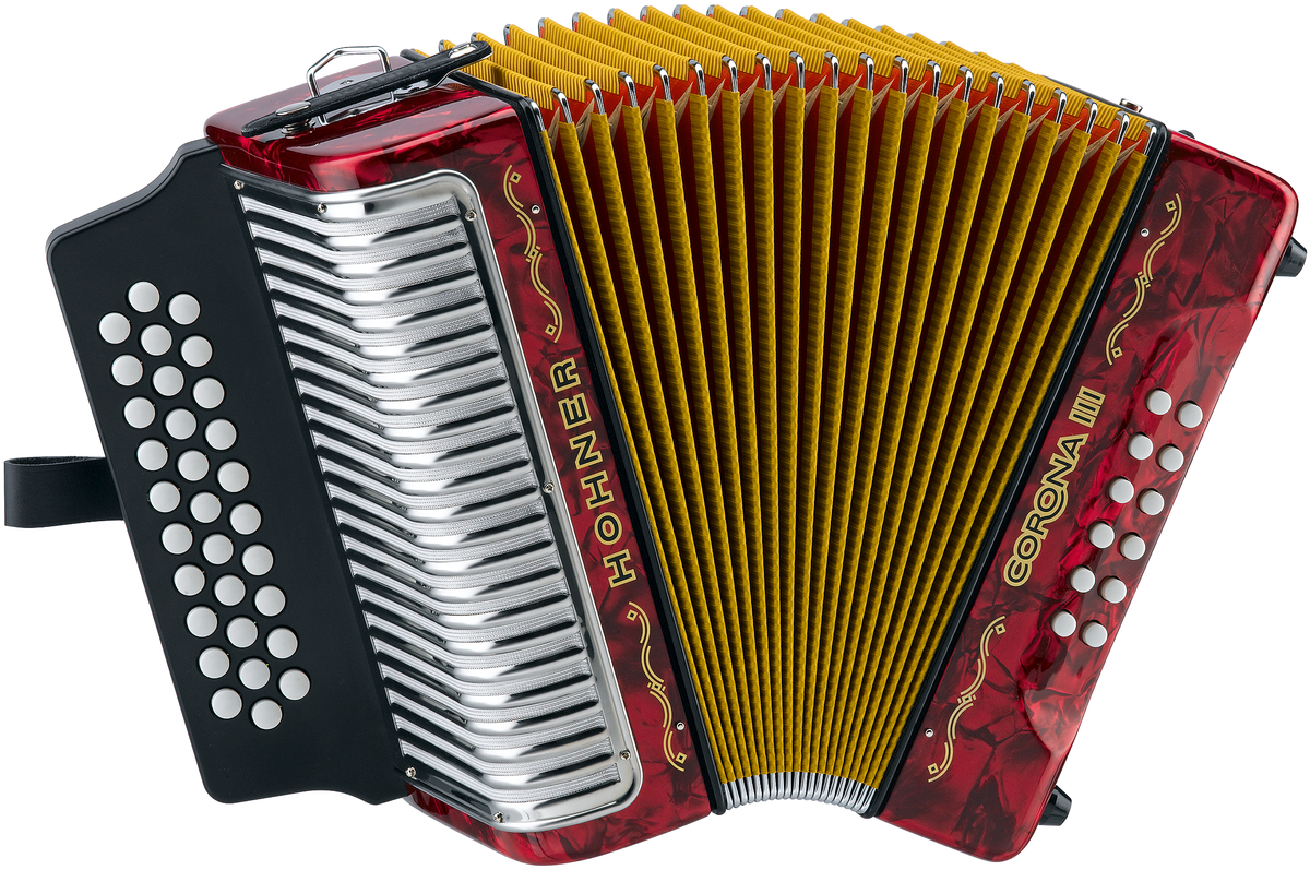 Hohner HOA5763 Accordeon, Corona III, Rood, Bb/Eb/Ab
