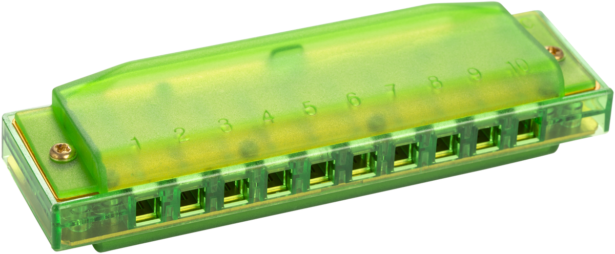 Hohner HOM1110G Harmonica, Translucent Harp, C, groen