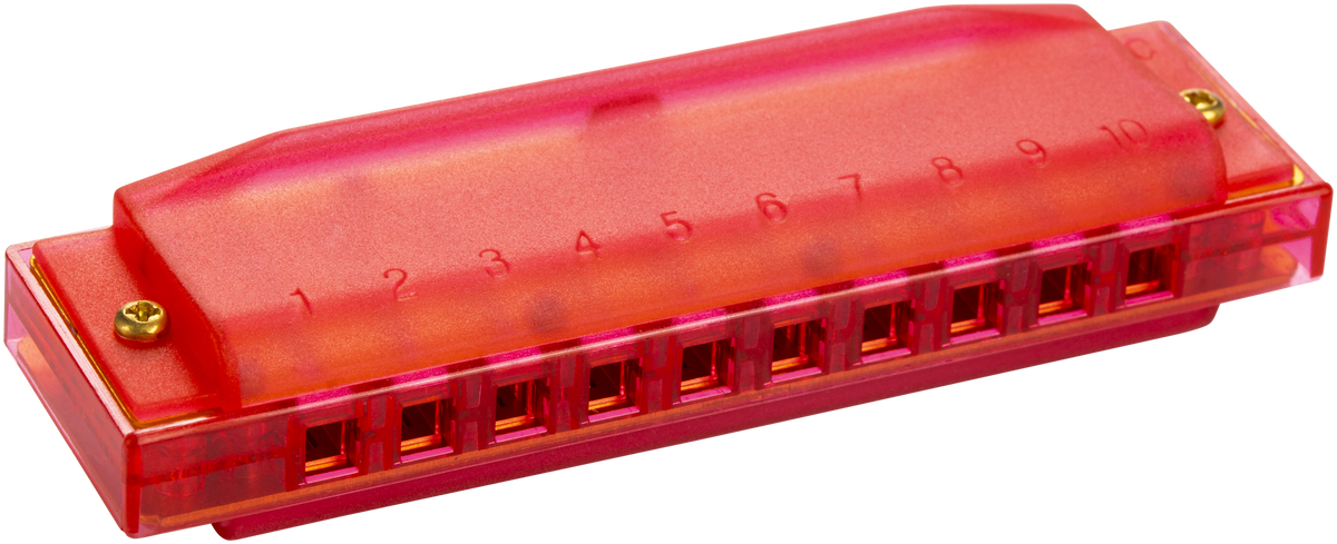 Hohner HOM1110R Harmonica, Translucent Harp, C, rood