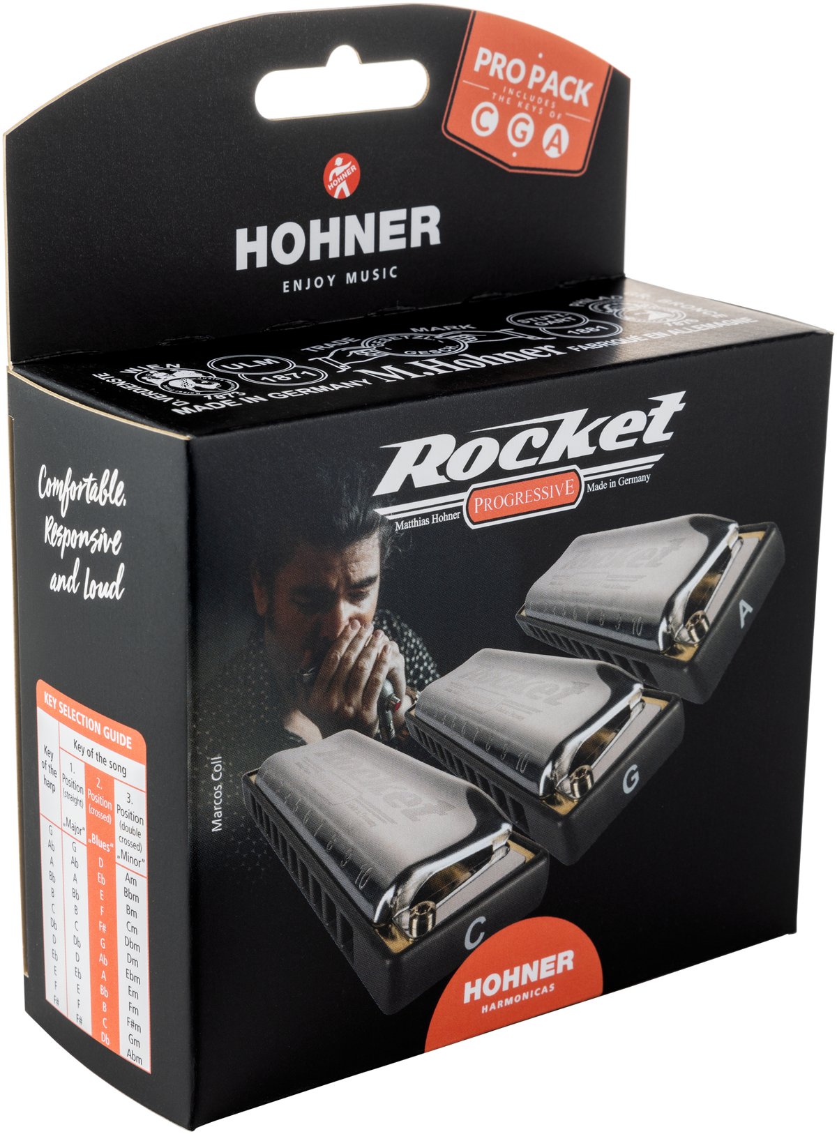 Hohner HOM2013PP Mondharmonica, Rocket, C/G/A ProPack