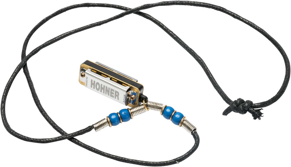 Hohner HOM38NDB Harmonica, Mini Harmonica, C, met halsketting, donkerblauw