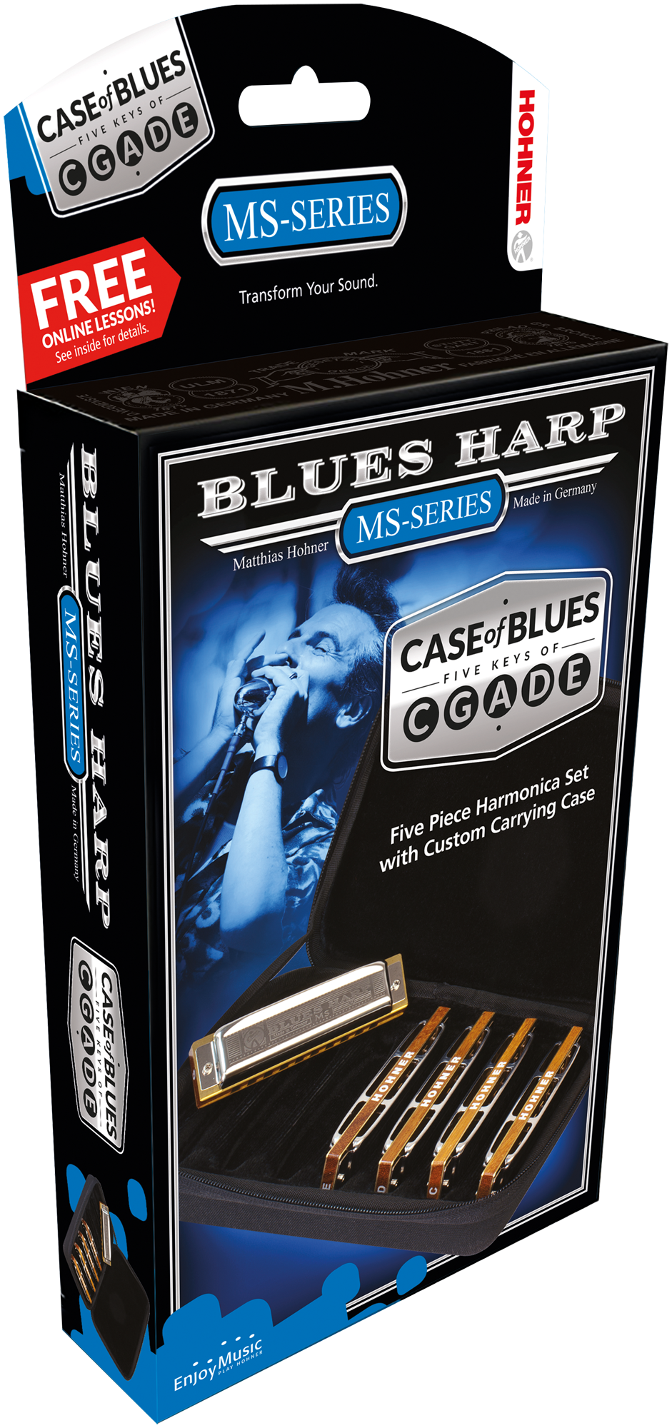 Hohner HOM53305XP Harmonica, Blues Harp MS, C/D/E/G/A, 5er Pack