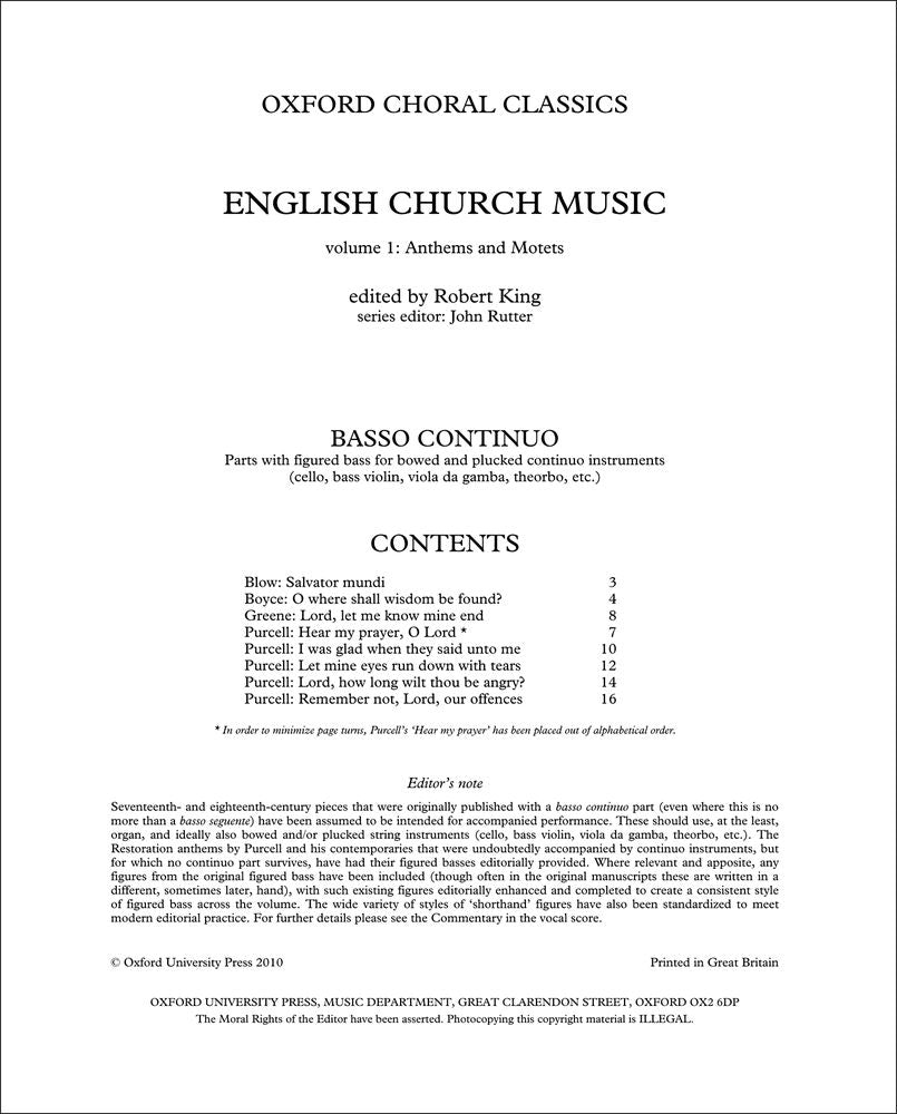 English Church Music, Volume 1: Anthems and Motets