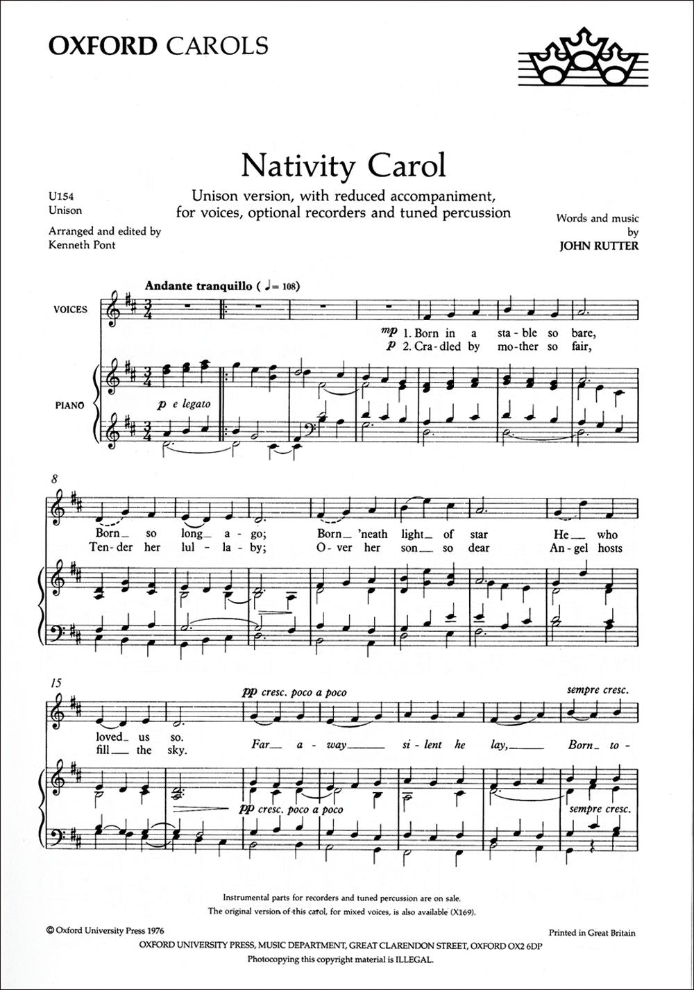 Rutter: Nativity Carol (Eenstemmig koor)