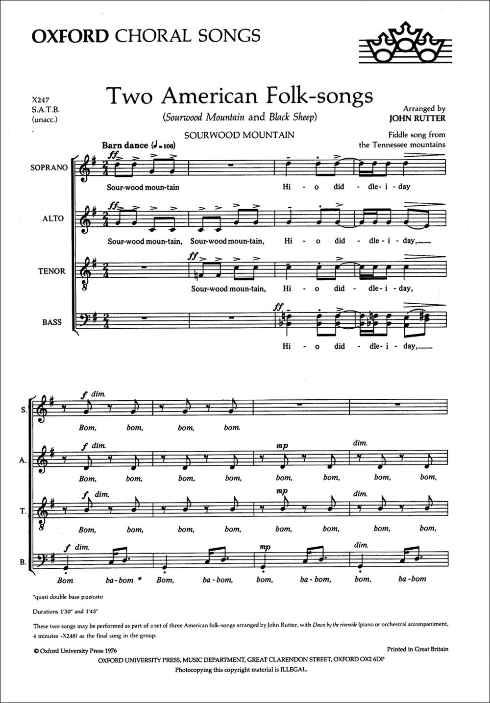Rutter: Two American Folk-songs (SATB)
