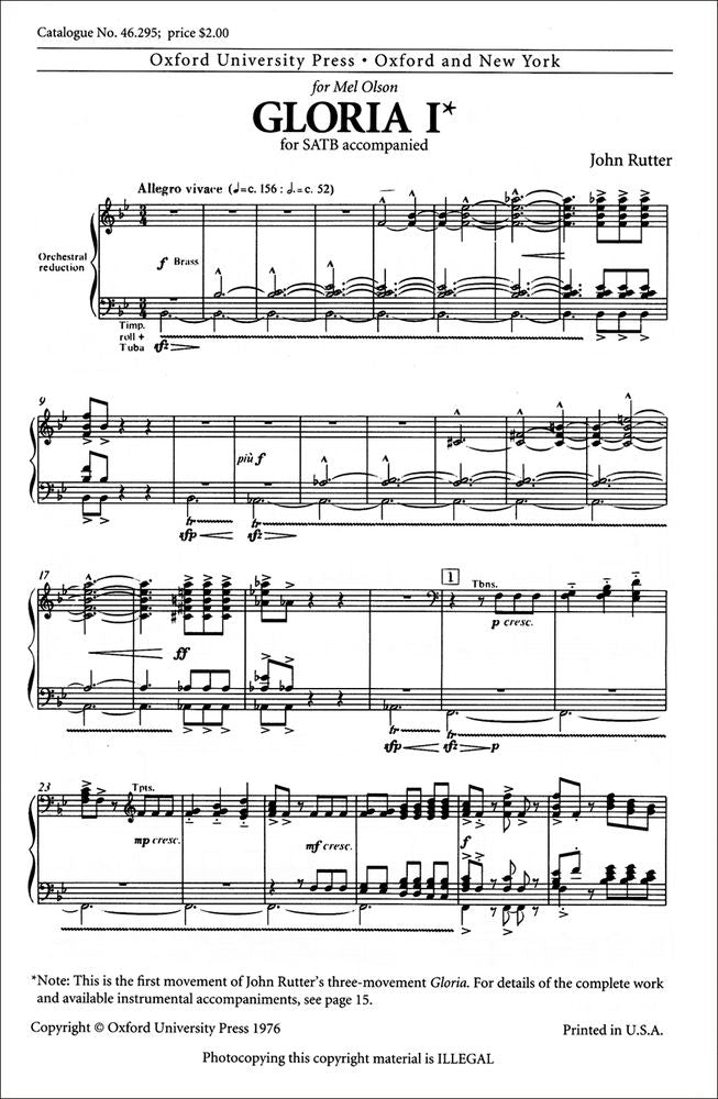 Rutter: Gloria - First Movement (SATB, Begeleiding)