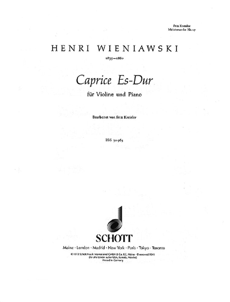 Wieniawski: Caprice Es-Dur Es-Dur Nr. 17 (Viool, Piano)