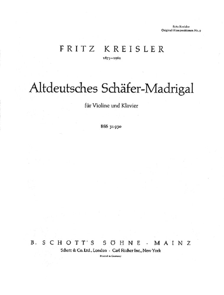 Kreisler: Altdeutsches Schäfer-Madrigal Nr. 9 (Viool, Piano)