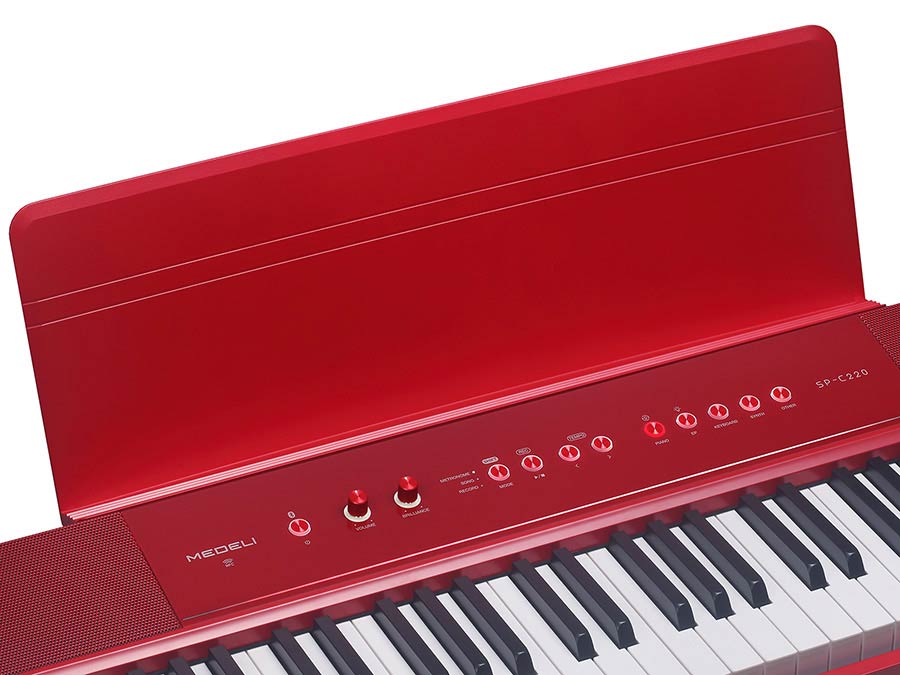 Medeli - SP-C220/RD - digital compact stage piano, 88 keys 3-sensor hammer action, biamped 2 x 13W + 2 x 7W, red