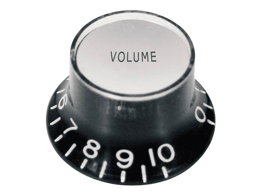 Boston KB-130-V bell knob SG model, black with chrome cap, metric fit, volume