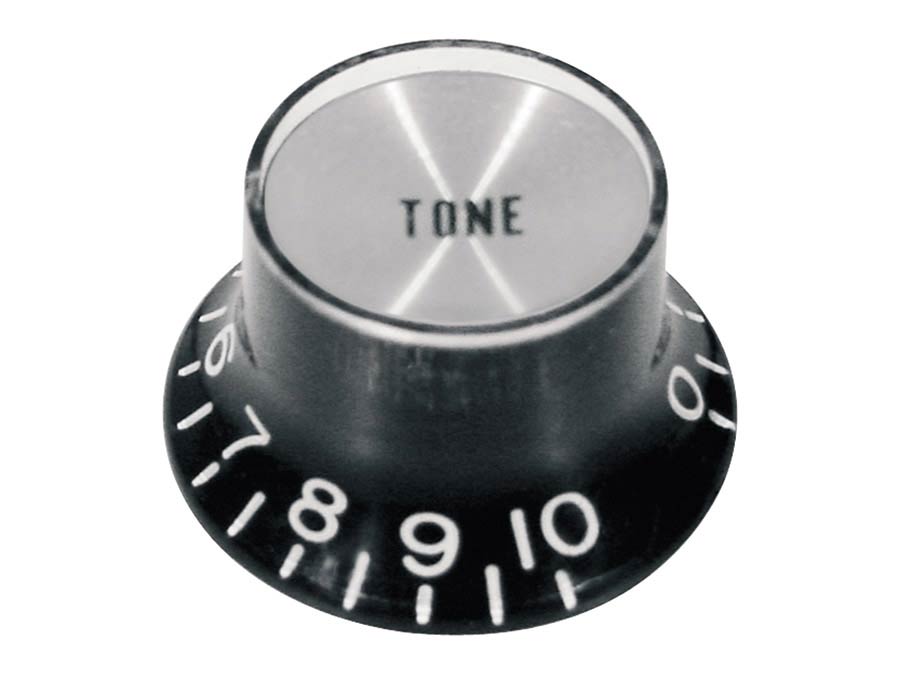 Boston KB-134-T bell knob SG model, for inch type pot shaft, black with chrome cap, tone