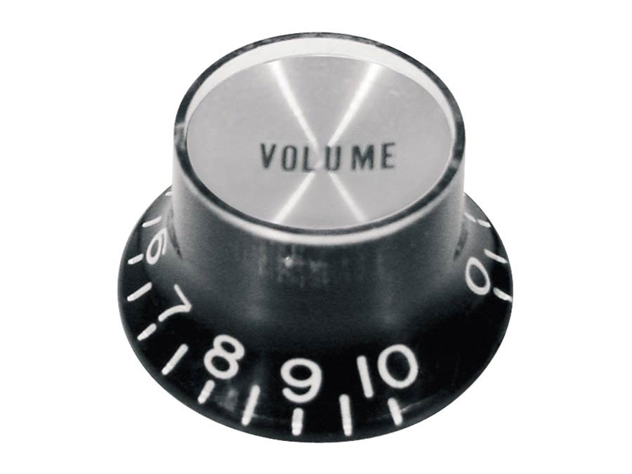 Boston KB-134-V bell knob SG model, for inch type pot shaft, black with chrome cap, volume