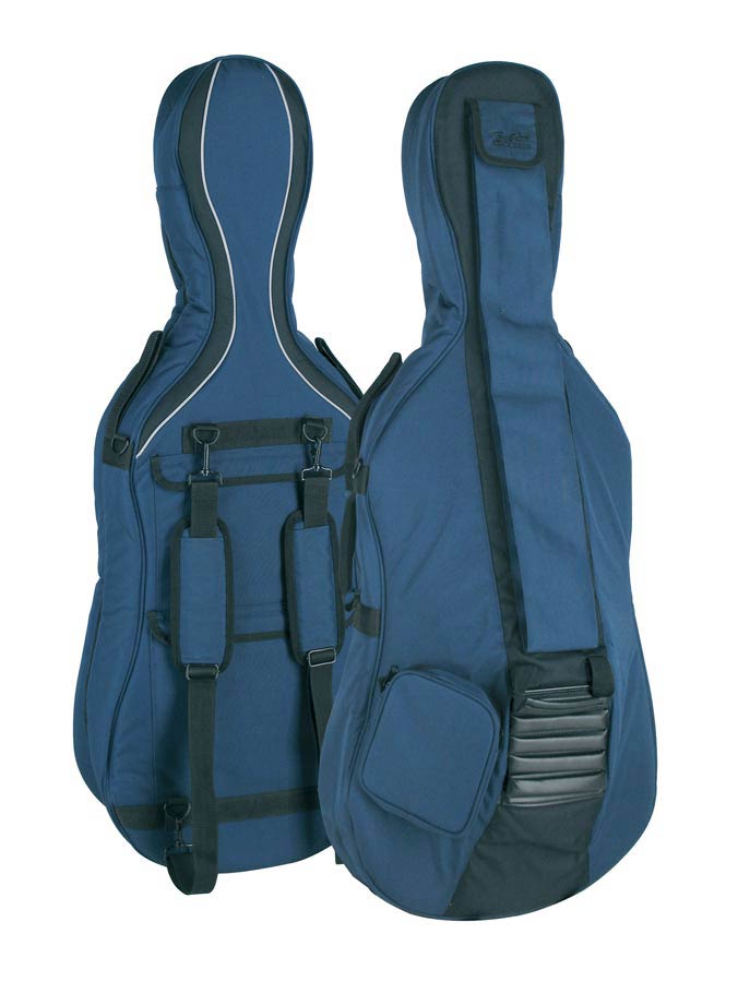 Boston CT-244 cellotas 4/4, donkerblauw-grijs, 23mm gevoerd, 2 riemen, diverse accessoire vakken