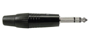 Boston S-3C-BK jack plug, 6,3mm, 3-polig, aluminium zwart, rubber 7,5mm