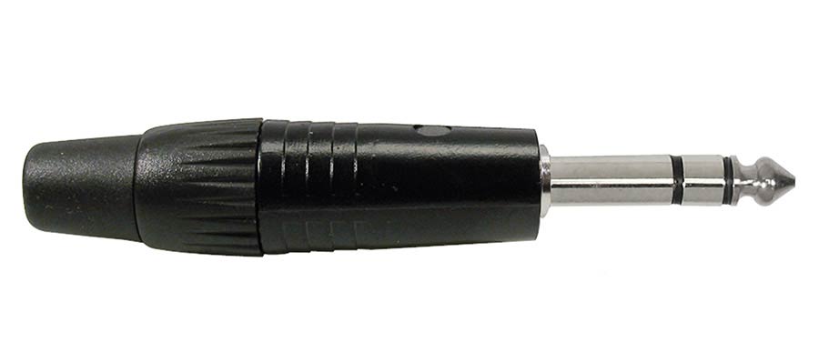 Boston S-3C-BK jack plug, 6,3mm, 3-polig, aluminium zwart, rubber 7,5mm