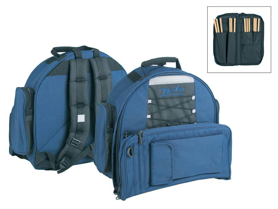Boston DBL-14-SBP deluxe snare drum gig bag with stick, bag black-blue, 15 mm. padded hardfoam, 14" x 6,5"