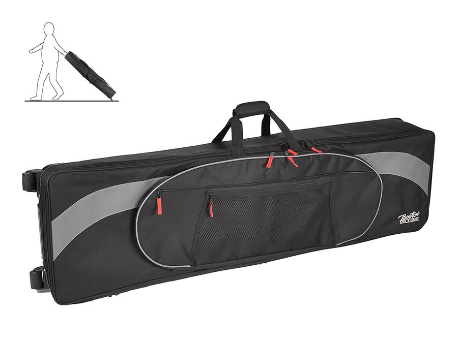 Boston SPT-140-BG gigbag voor stage piano, 25 mm. gevoerd, 1400 x 380 x 165 mm., zwart en grijs, met wielen