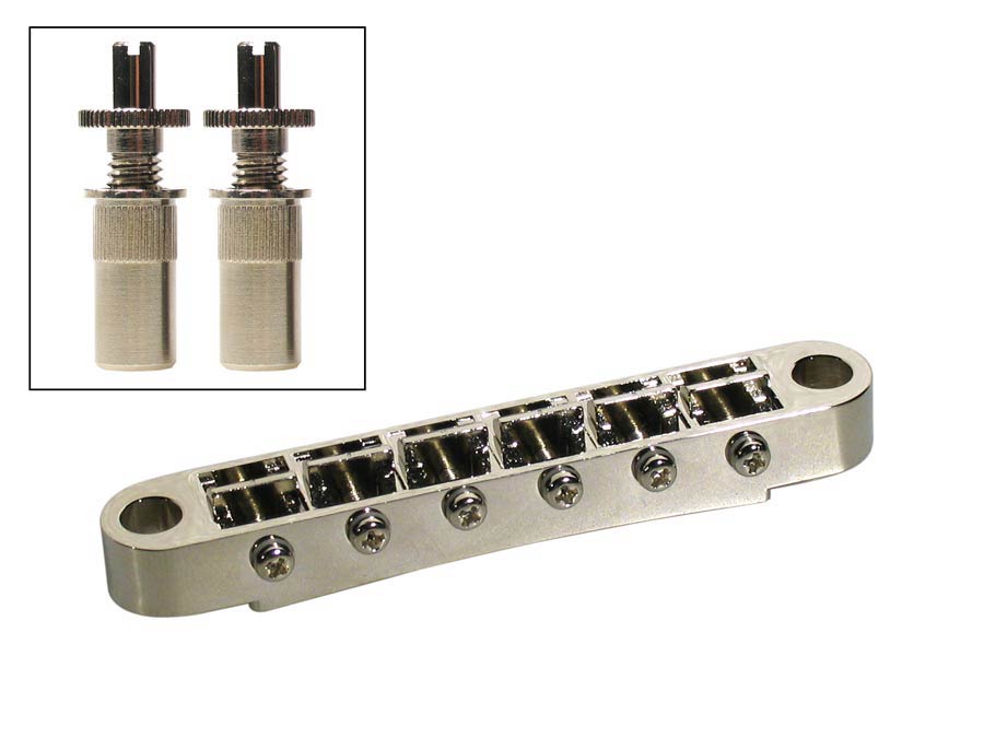Boston B-162-N brug voor e-gitaar, "tune'o matic", nikkel, stud spacing 73,0mm, stud diam 6,5mm