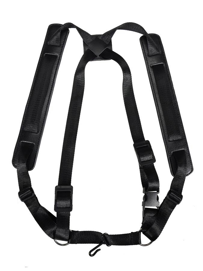 Boston SRH-50-BK harnas voor saxofoon, leder look, gevoerd, zwart, breedte: 50 mm
