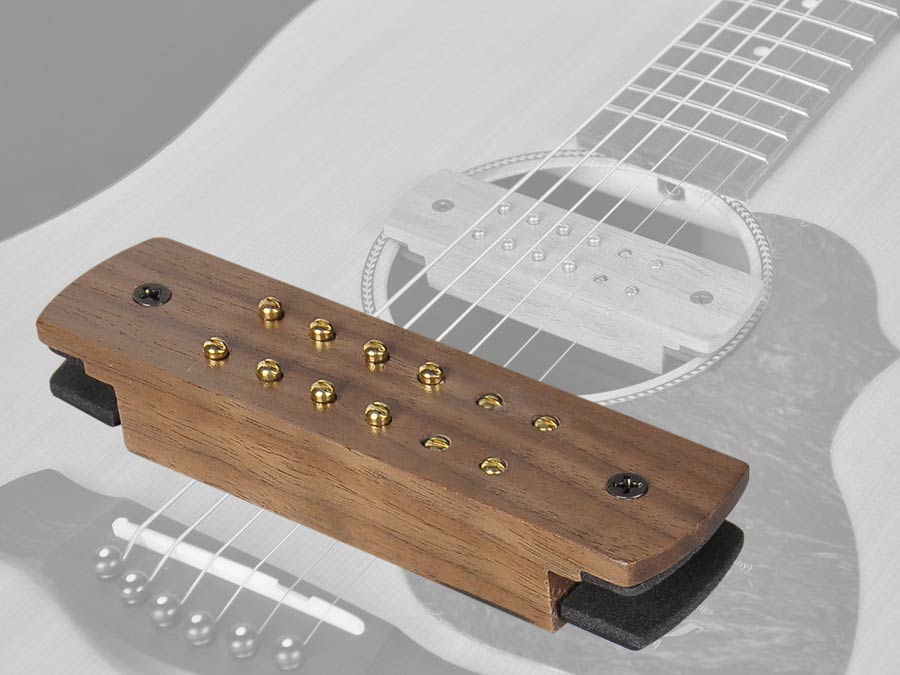 Boston SHP-230-EPJ soundhole pickup, humbucker with adjustable poles and endpin jack, with solid walnut cover