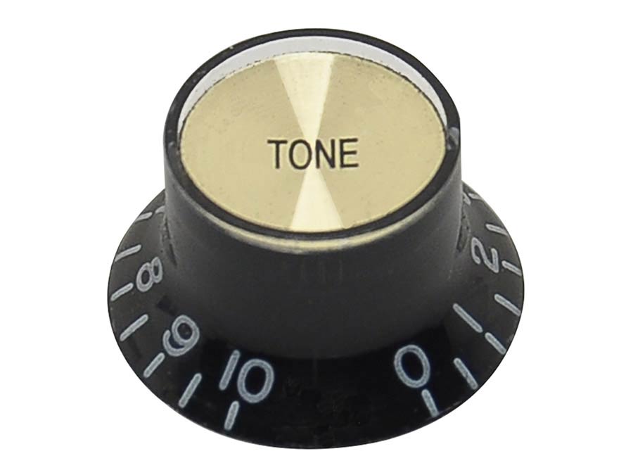 Boston KB-136-T bell knob SG model, for inch type pot shaft, black with gold cap, tone