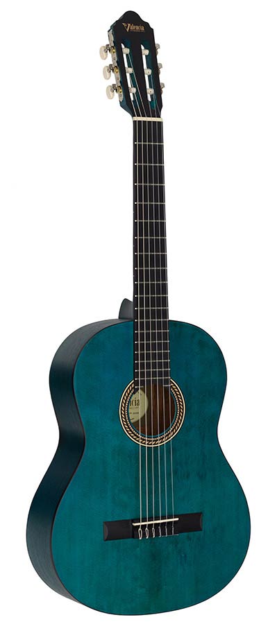 Valencia VC204TBU Klassieke gitaar 4/4 – Transparent Blue