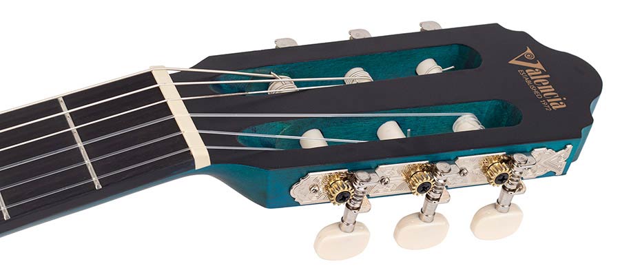 Valencia VC204TBU Klassieke gitaar 4/4 – Transparent Blue afbeelding 6