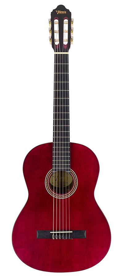 Valencia VC204TWR Klassieke gitaar 4/4 – Transparent Wine Red