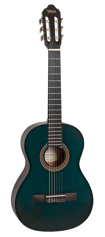 Valencia VC203TBU Klassieke gitaar 3/4 – Transparent Blue