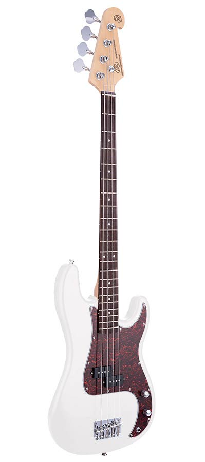 SX BD2 P-Style elektrische basgitaar met tas – wit