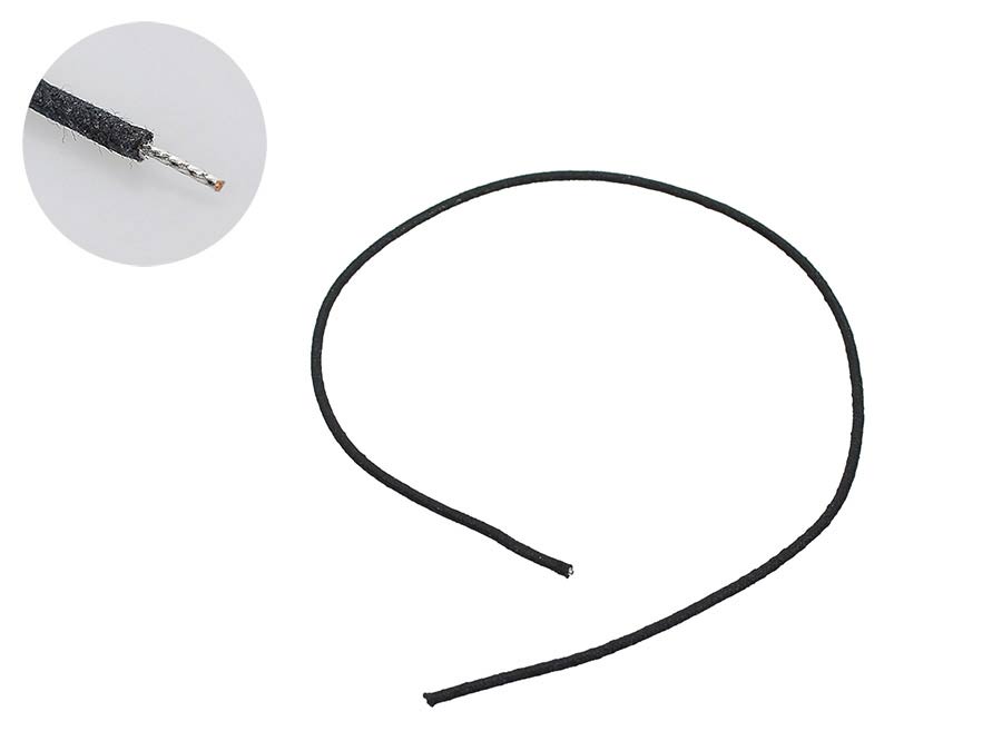 Boston PBW1/BK USA made waxed cotton braided push back wire, zwart, 1 ft
