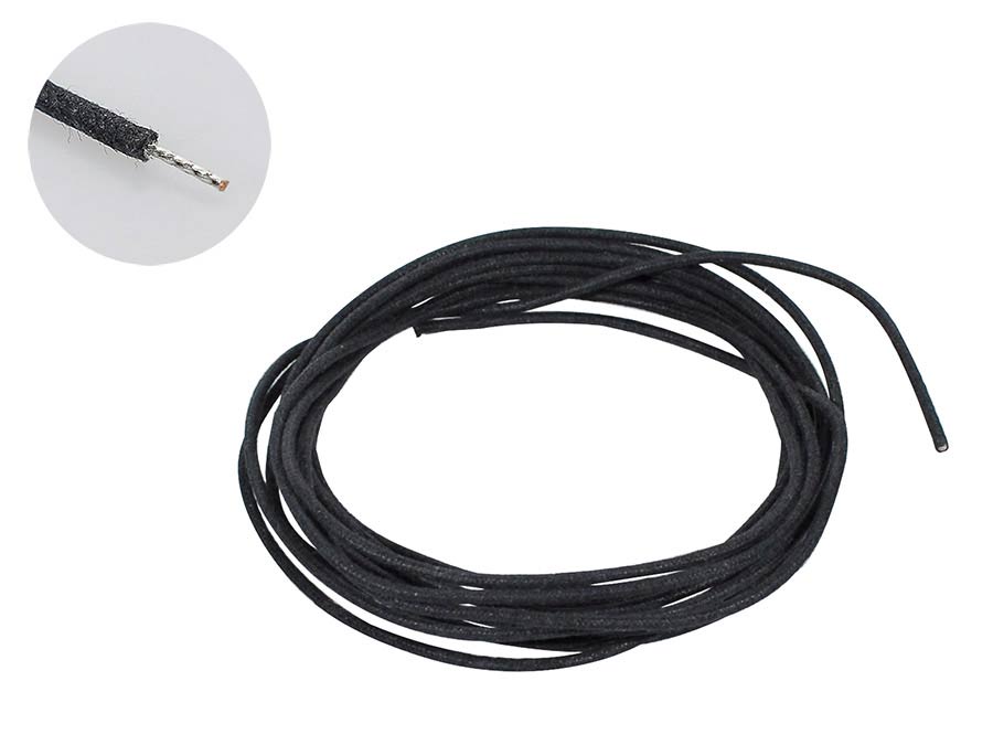 Boston PBW10/BK interne gitaarbedrading, gewaxt katoen gevlochten push back wire, zwart, 3 mtr, USA made