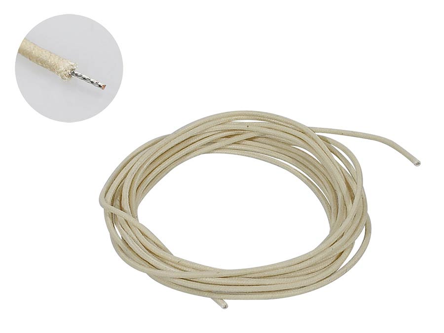 Boston PBW10/WH interne gitaarbedrading, gewaxt katoen gevlochten push back wire, wit, 3 mtr, USA made