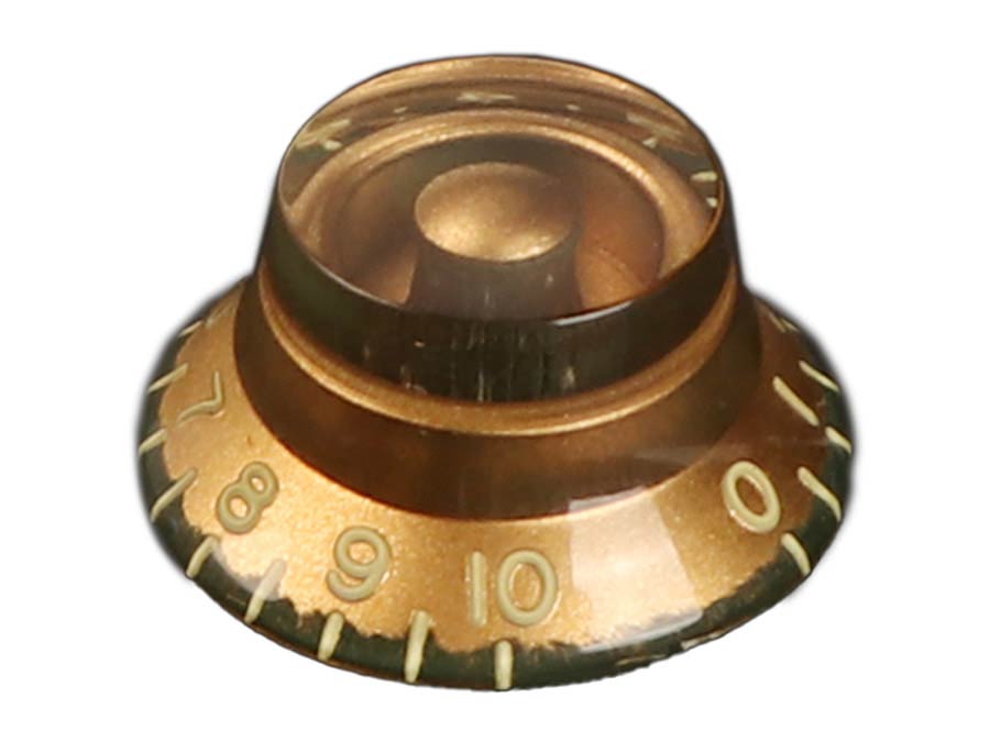 Boston KG-160I-R bell knob, LP, embossed numbers, inch size for USA pots, relic gold