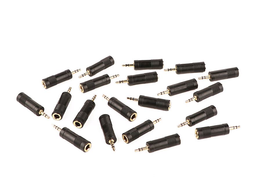 Boston AT-120-G/20 adaptor, 6,3mm jack female stereo, 20 pcs bulk pack, 3,5mm jack male stereo, gold