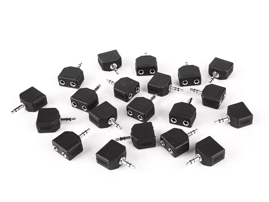 Boston AT-140/20 adaptor, 2 x 3,5 jack female stereo, 20 pcs bulk pack, 3,5mm jack male stereo