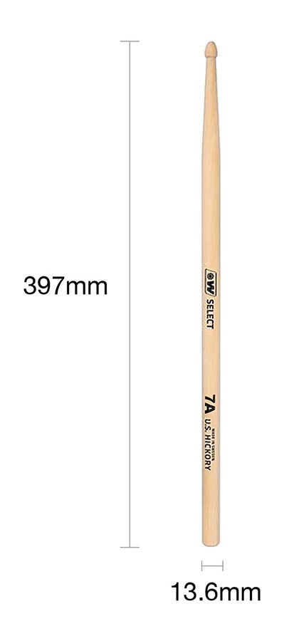 Wincent W-DB7A 7A Tweede keus Hickory Drumstokken – 395 x 13,6 mm